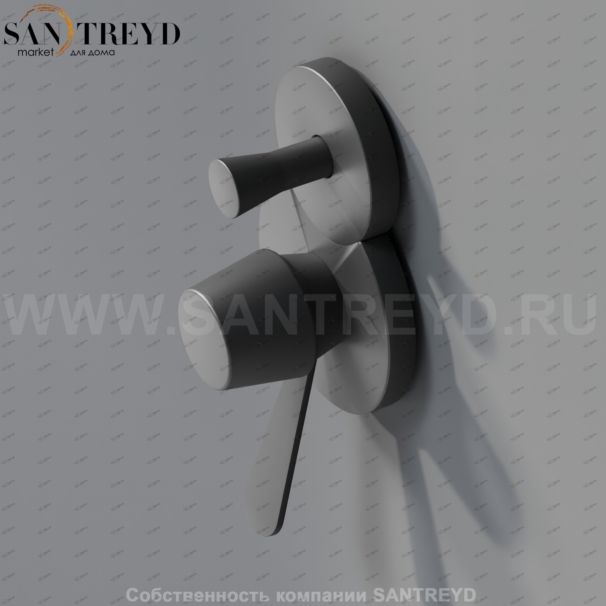 Встроенный однорычажный термостатический смеситель с ручкой и девиатором CRUB0921LE FEZ черный матовый Agape