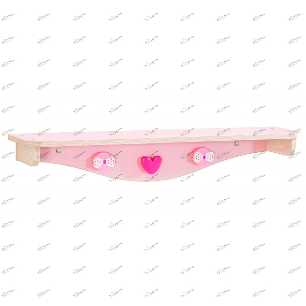 Полка с крючками детская розовая Baby Girl CILEK BABY GIRL 00-3832485 Розовый Santreyd 