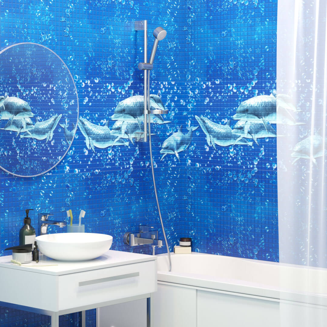 Панель ПВХ 0,3 мозаика «Дельфины» STELLA STSR-759 - Вид №1