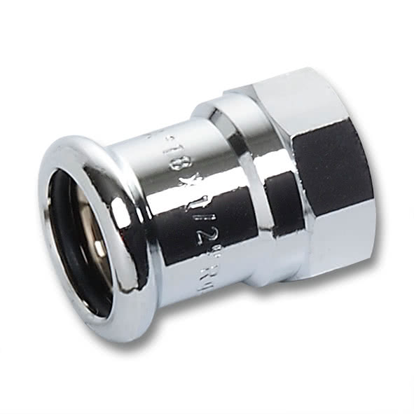 116270G2212 SANHA 16270G пресс-фитинг, бронза, муфта перех.ВПр-ВР,хром. 22x1/2 мм  - Вид №1