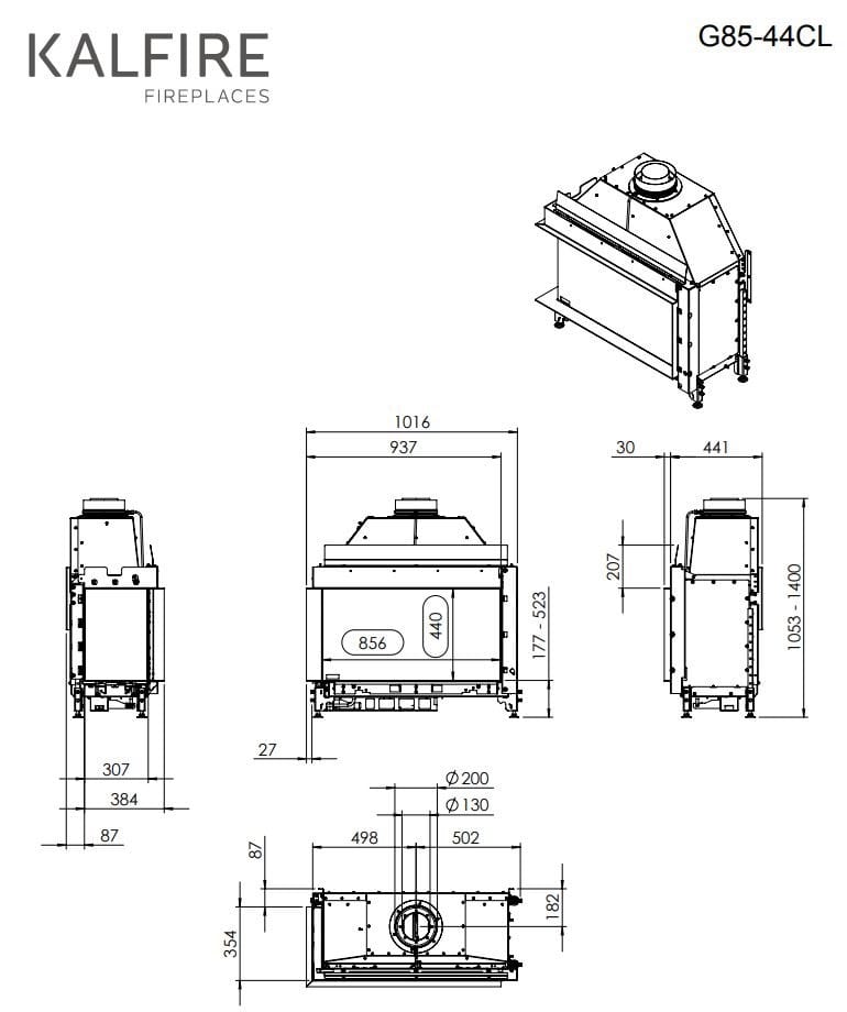 Настенный газовый камин с тройным фасадом KALFIRE G85/44C ARCH-00089690 - Вид №2