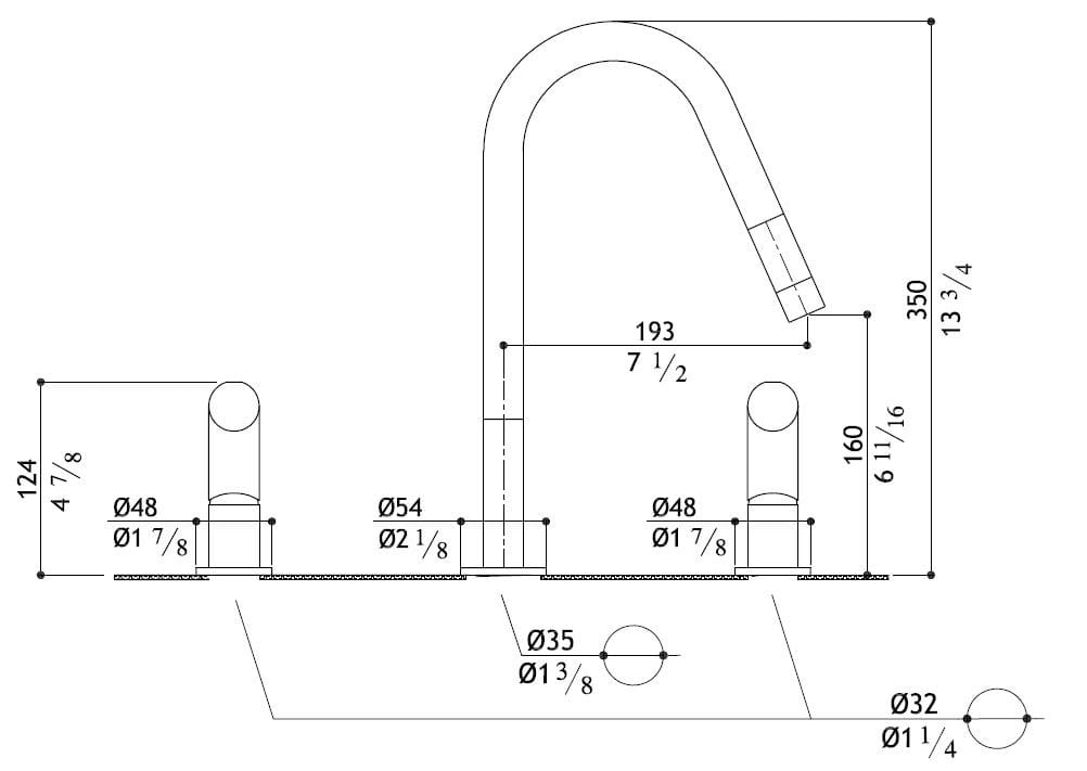Смеситель для кухни из нержавеющей стали со съемным ручным душем MGS T45 ARCH-00078629 - Вид №2