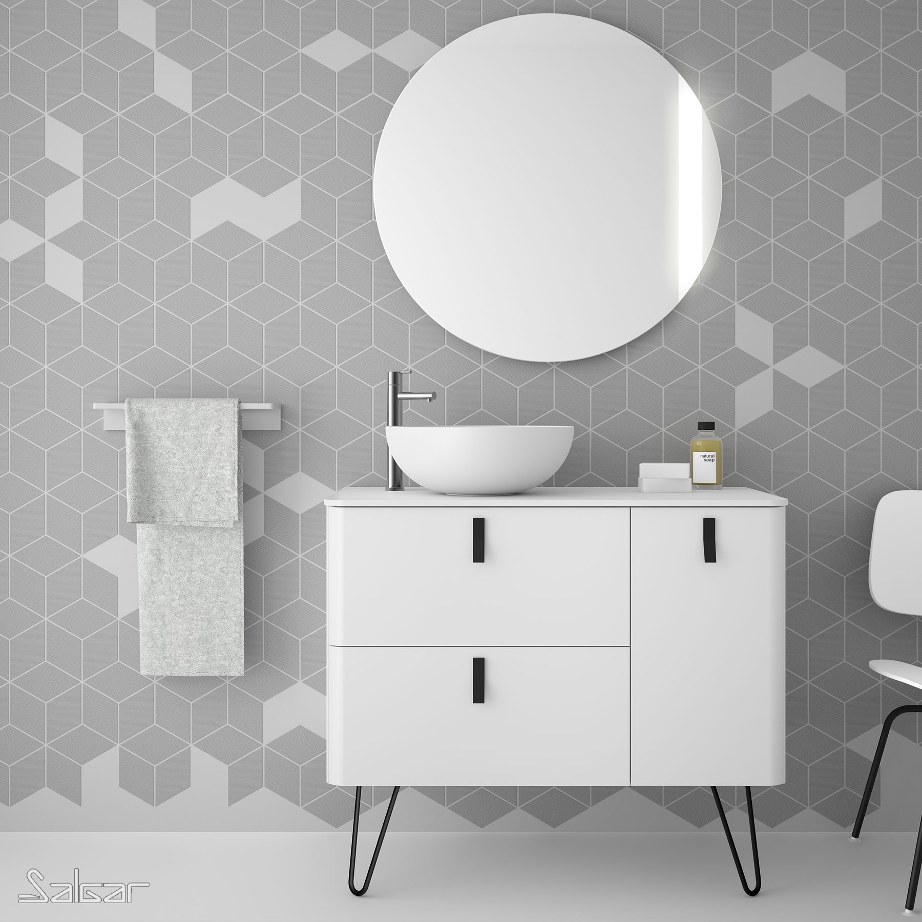 24729 SALGAR Полка для полотенец до 400 мм ТВЕРДЫЙ ПОВЕРХНОСТЬ  - Вид №2