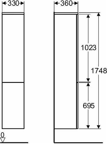 9640062001 IDO Glow шкаф высокий, с двумя дверцами, 330 мм, дуб, push-to-open - Вид №5