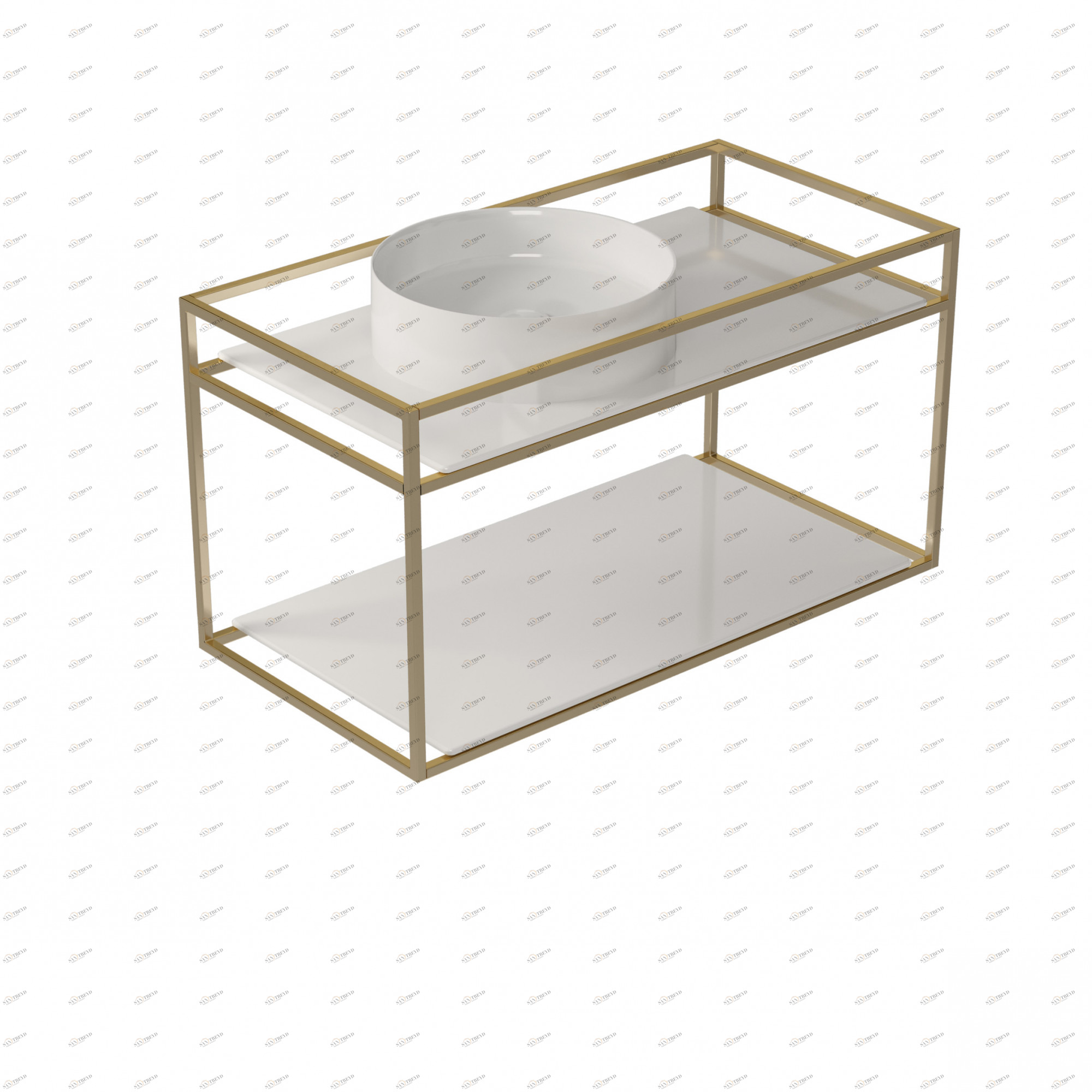 2074OR Подвесная раковина настенная прямоугольная Galassia  золотая 