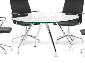 Круглый стеклянный стол для встреч