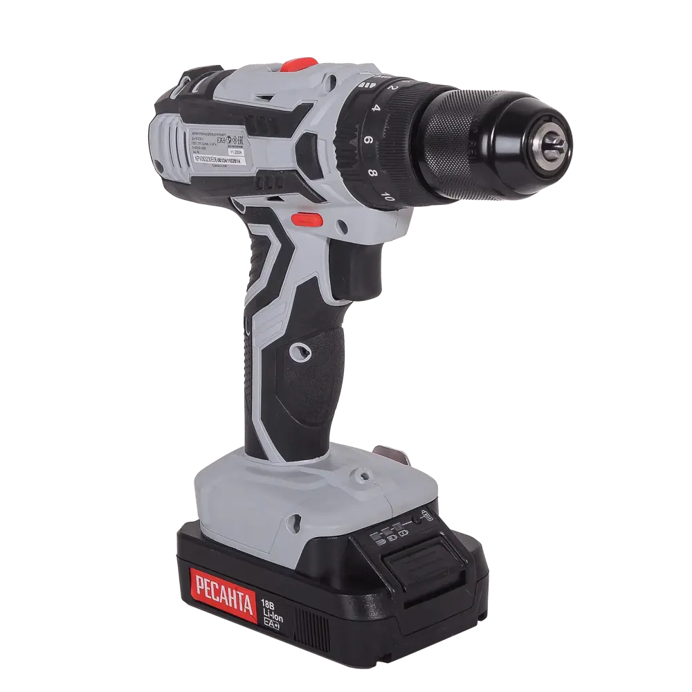 Дрель-шуруповерт аккумуляторная Ресанта ДА-18-2ЛК-У, 18 В Li-Ion 2 Ач STLM-2155037 - Вид №5