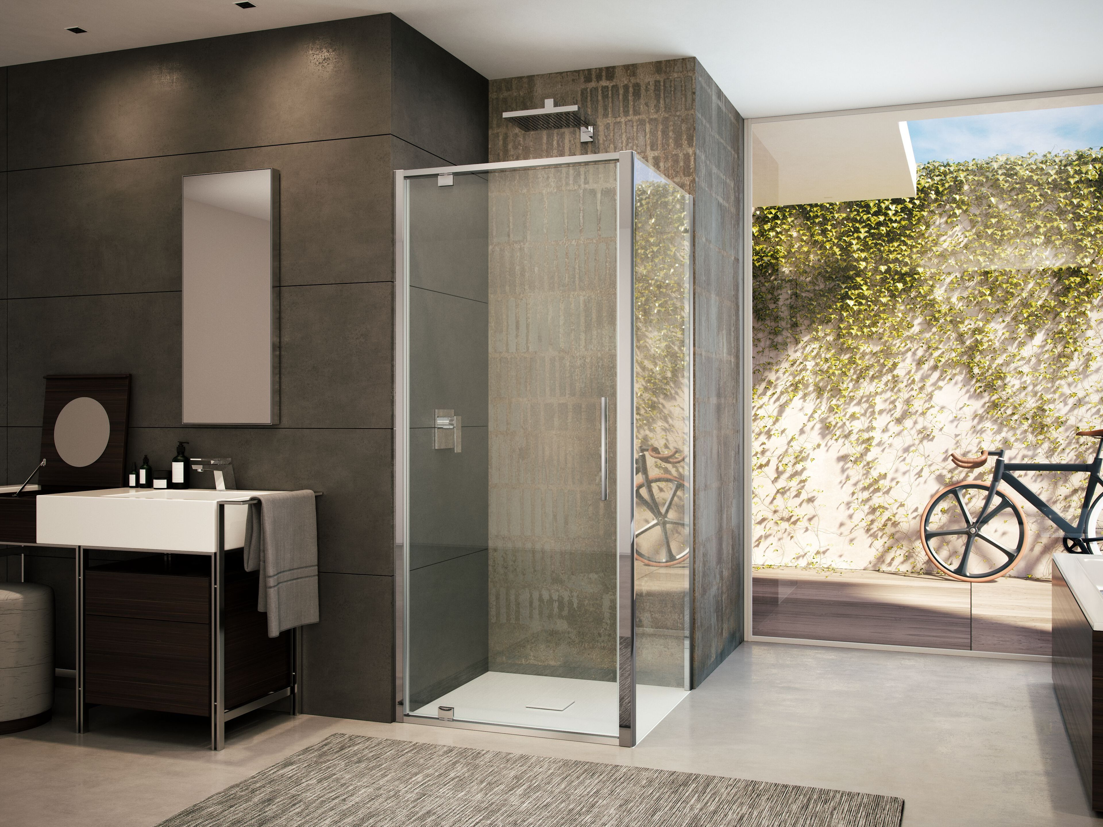 Стеклянная угловая душевая кабина с распашной дверью Provex Industrie Toga ARCH-00091207 - Вид №1