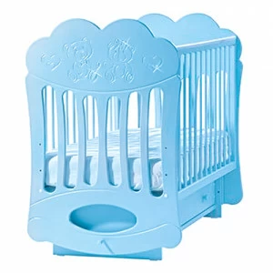 Детская кроватка Baby Sleep-1 (облачко) "Мишки" со стразами тиффани ФАБРИКА ЛЕЛЬ  338364 Голубой