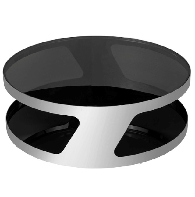 Журнальный столик стеклянный с металлическим основанием 90 см Circle Black PUSHA PUSHA 062864 Черный  - Вид №2