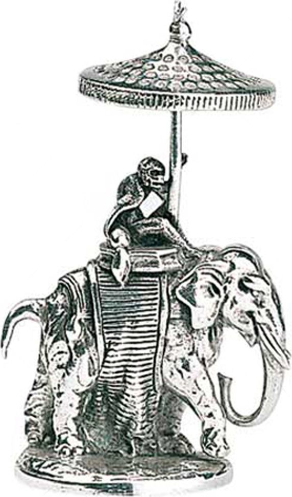 10559991 Christofle Подставка для зубочисток 10см "Слон Индра" (музейная репродукция, посеребр.) Посеребрение 