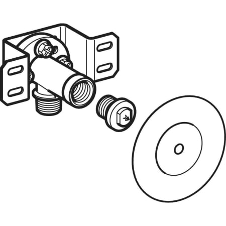 632.856.00.1 Водорозетка Geberit 90° с наружной резьбой MF 1/2", предустановленная, простая, короткая Geberit  - Вид №1
