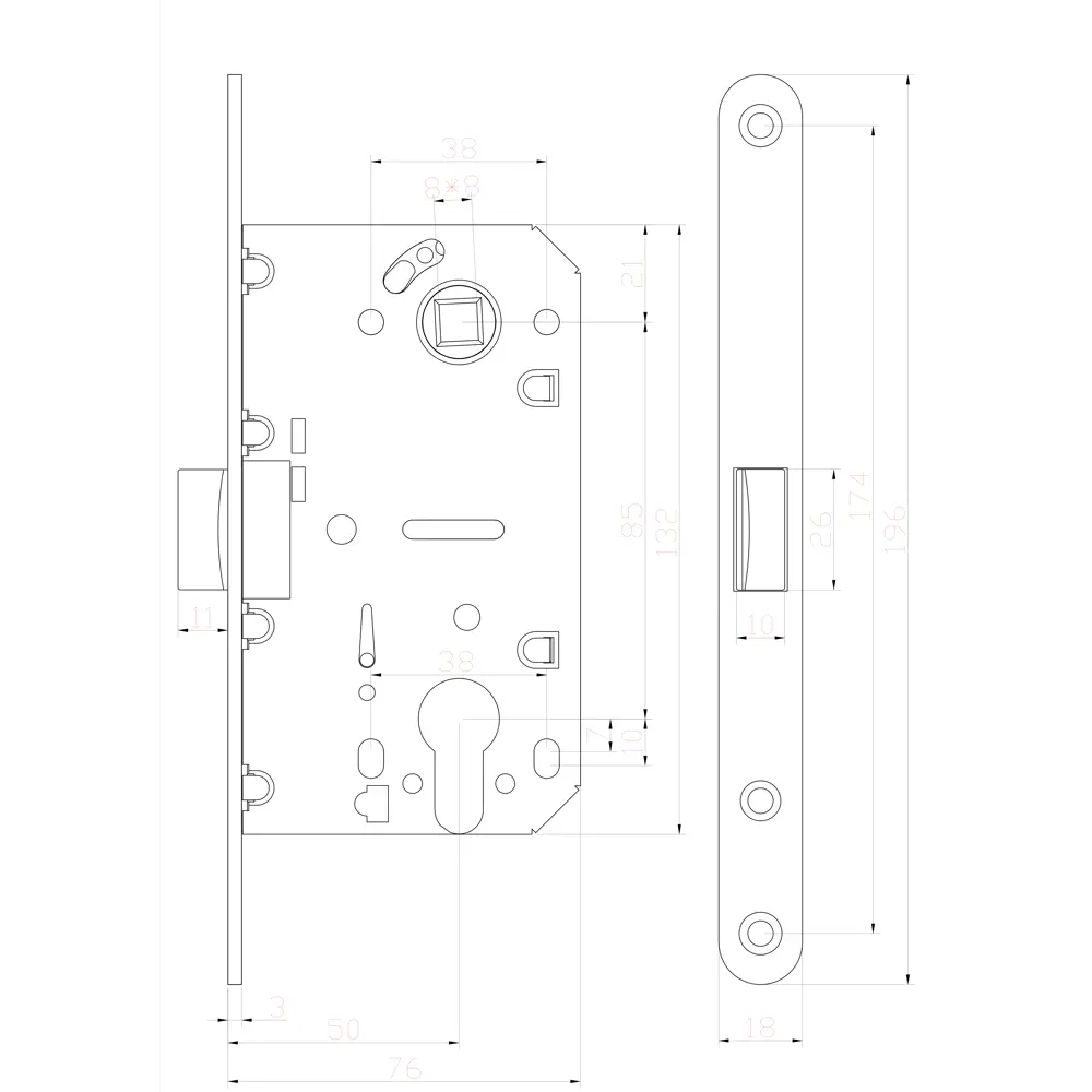 EDSON Защёлка дверная с замковым механизмом EDS-50-85 81964450 STLM-0015697 - Вид №3