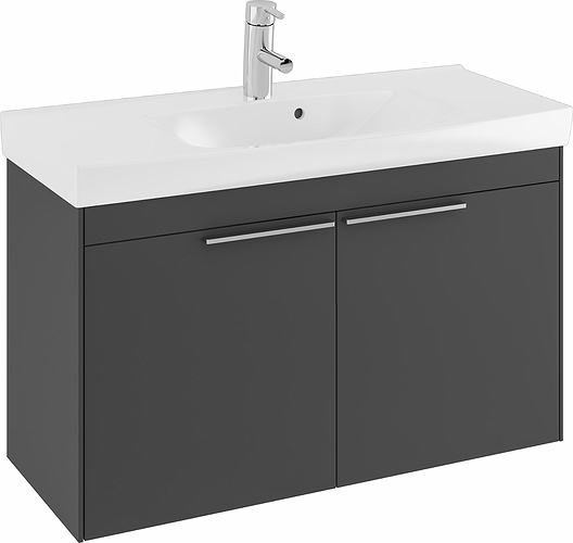 47387 Комплект мебели IFO Sense, с двумя дверцами, компактный, Ш = 900 мм, Ш1 = 922 мм, темно-серый  - Вид №4