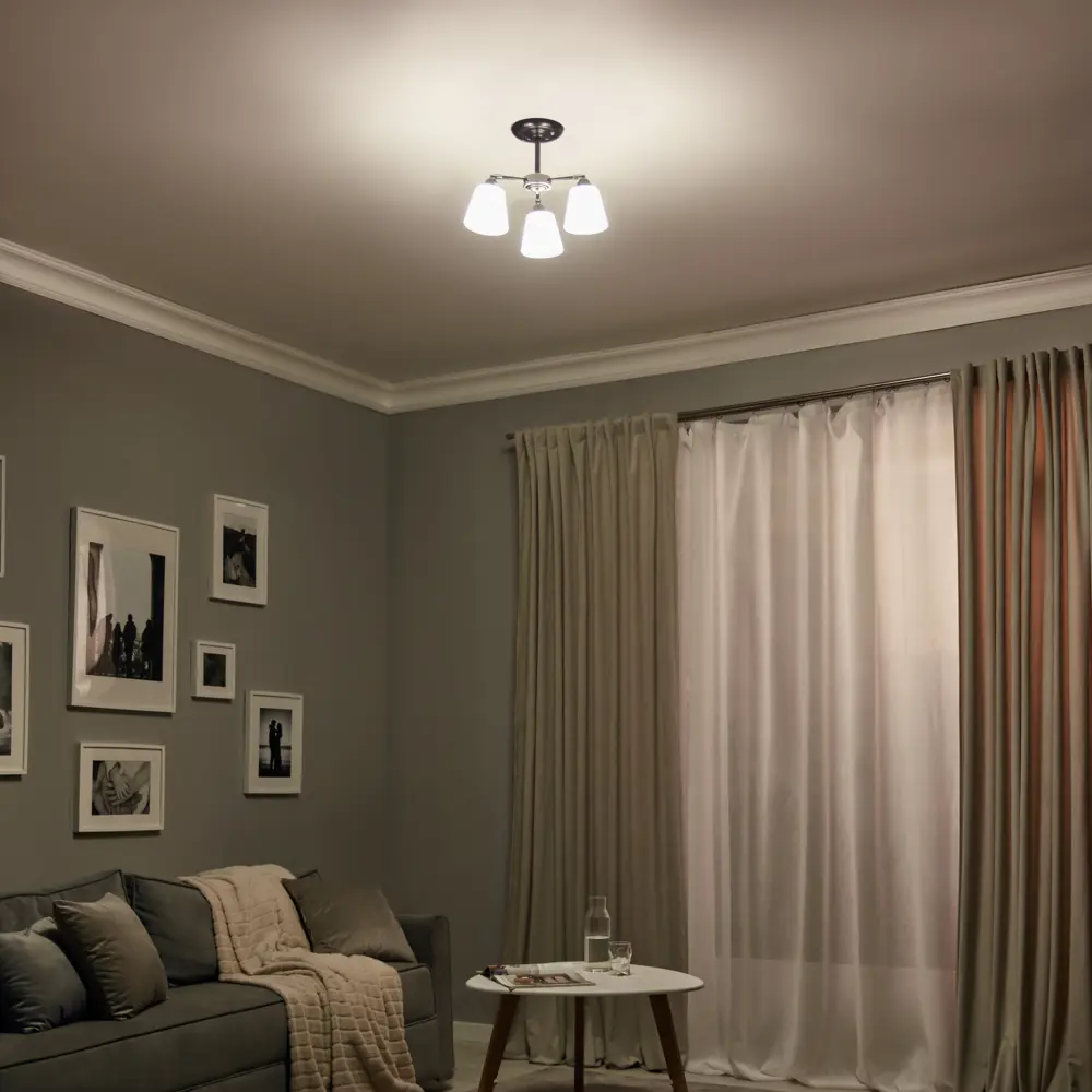 Люстра потолочная Рифма 3 лампы 9 м² цвет чёрный/белый КЛЮЧНИК STLM-2206358 - Вид №10