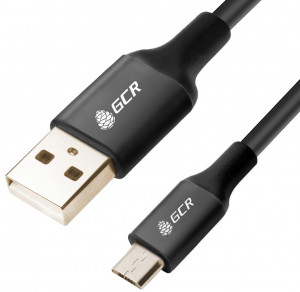 GCR-51180 кабель 3a 1.5m usb 2.0 для samsung, gold, оs android, am/microb 5pin, черный, al корпус черный, черный пвх, 28/22 awg, поддержка функции быстрой зарядки, Greenconnect