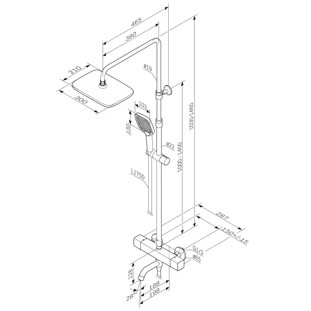Душевая система AM.PM Flash с термостатом и телескопической штангой 89346526 STLM-1502415 - Вид №15