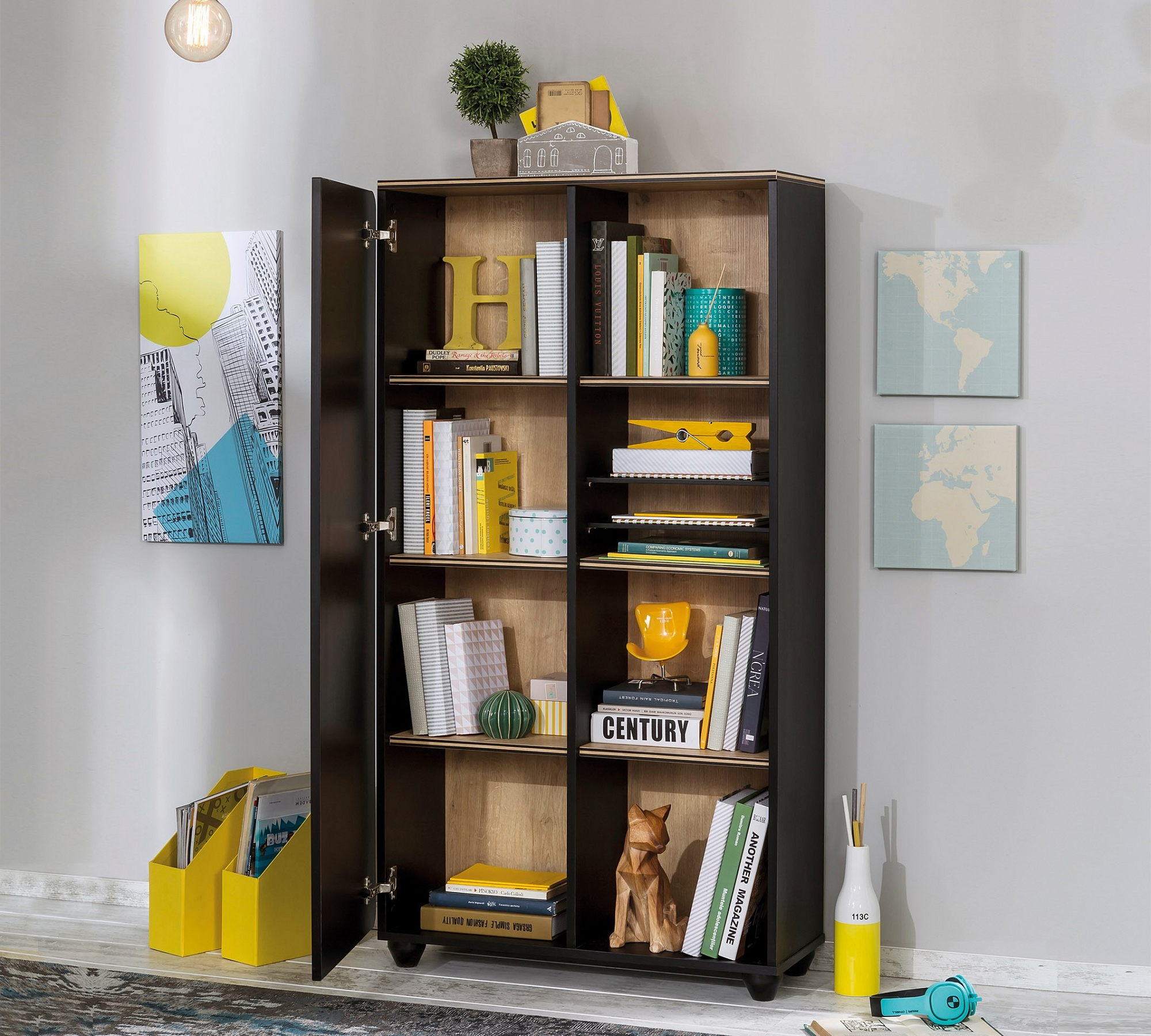 Книжный шкаф черный с дверцей Black CILEK BLACK 00-3832187 Черный Santreyd - Вид №3