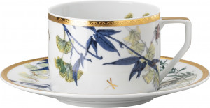 10654599 Rosenthal Чашка чайная с блюдцем Rosenthal Турандот 230мл, фарфор, белый, золотой кант Фарфор