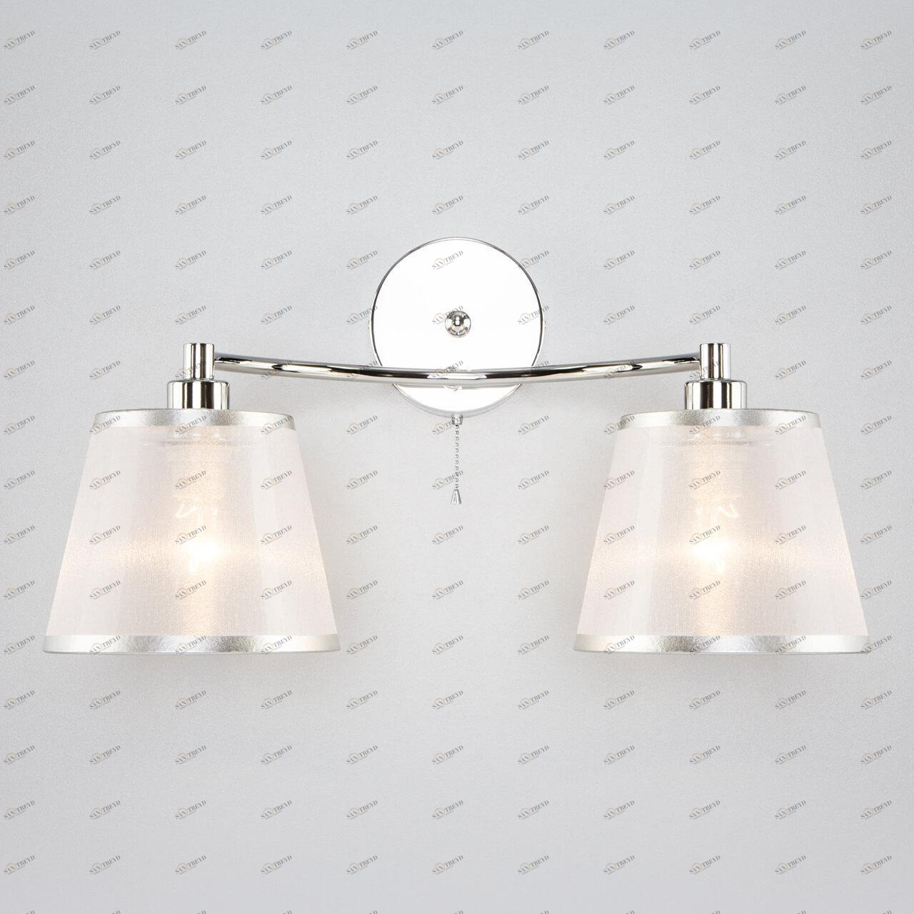 Бра с белыми абажурами хром Cornetto 60094/2 EUROSVET CORNETTO 00-3931665 Серебро 
