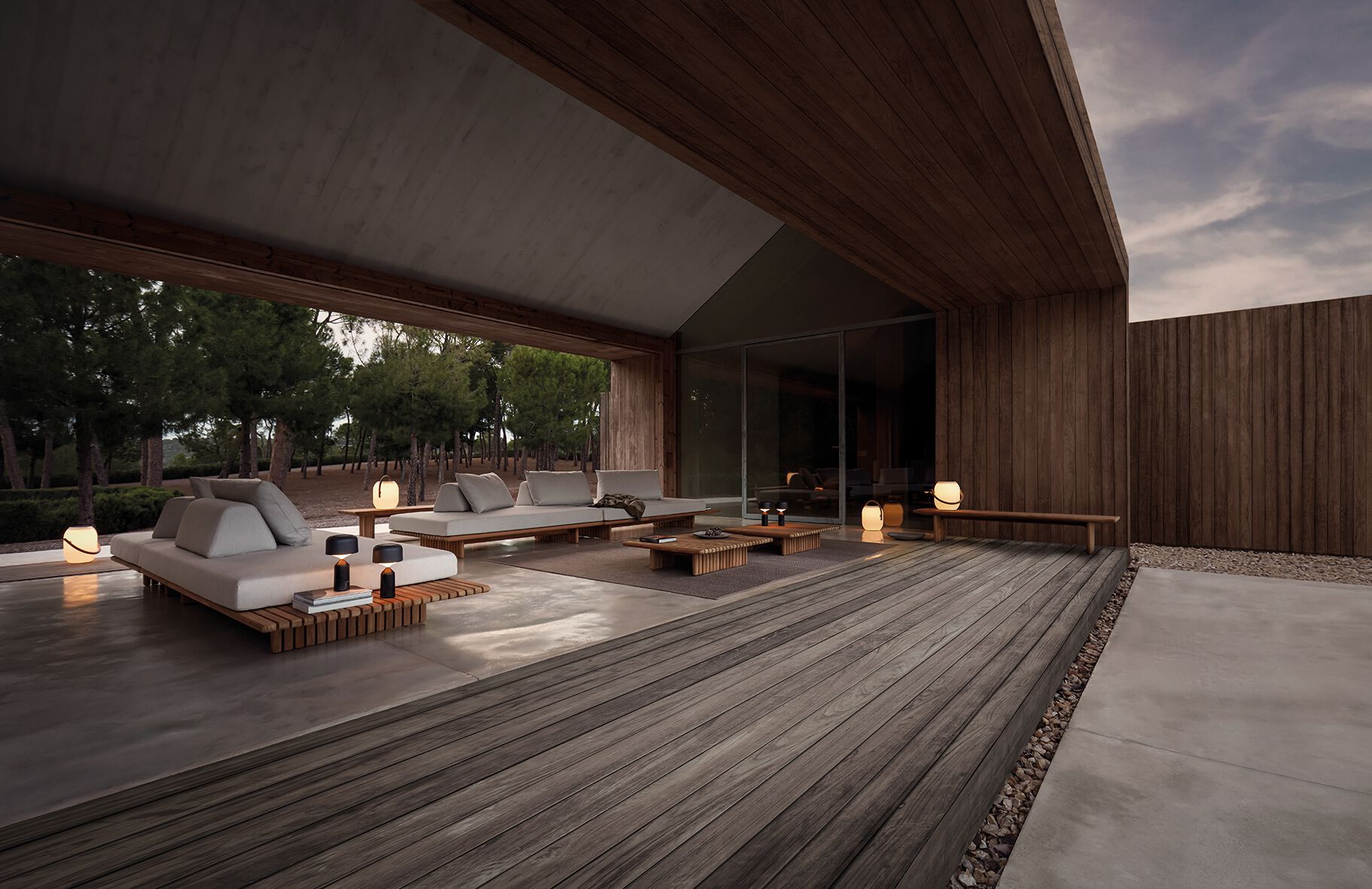 Модульный садовый диван из ткани и тика Gloster палуба ARCH-00059176 - Вид №2