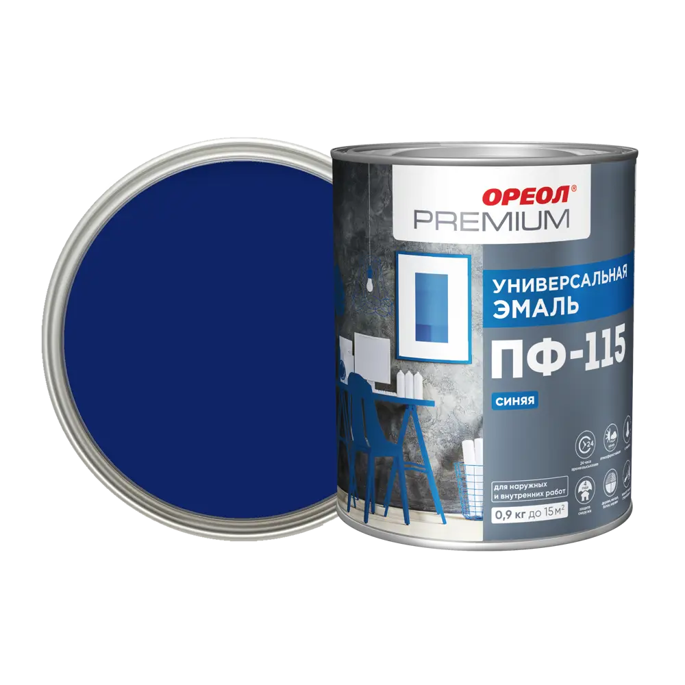 Эмаль Ореол Premium ПФ-115 глянцевая цвет синий 0.9 кг STLM-2003251
