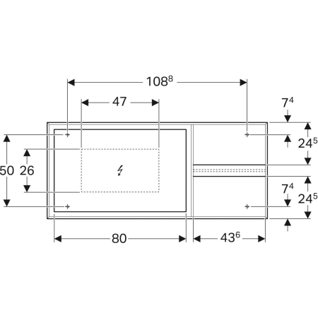 GEBERIT 500.571.JJ.1 Зеркало с подсветкой Geberit Citterio, боковая полка  - Вид №3