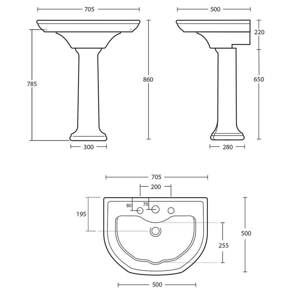 IMSR101 Пьедестал для большой раковины Bergier - 700 мм Bergier Imperial  - Вид №2