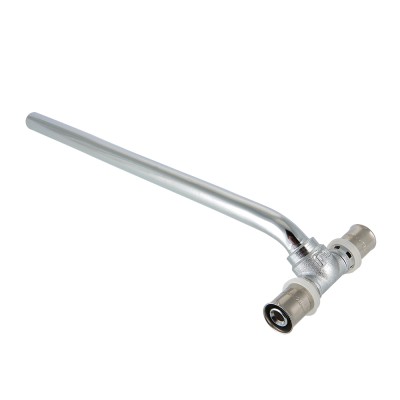 VTm.282.HN.201520 Пресс-фитинг – тройник с хромированной трубкой Valtec 15 мм, 20х15х20, 70 см 