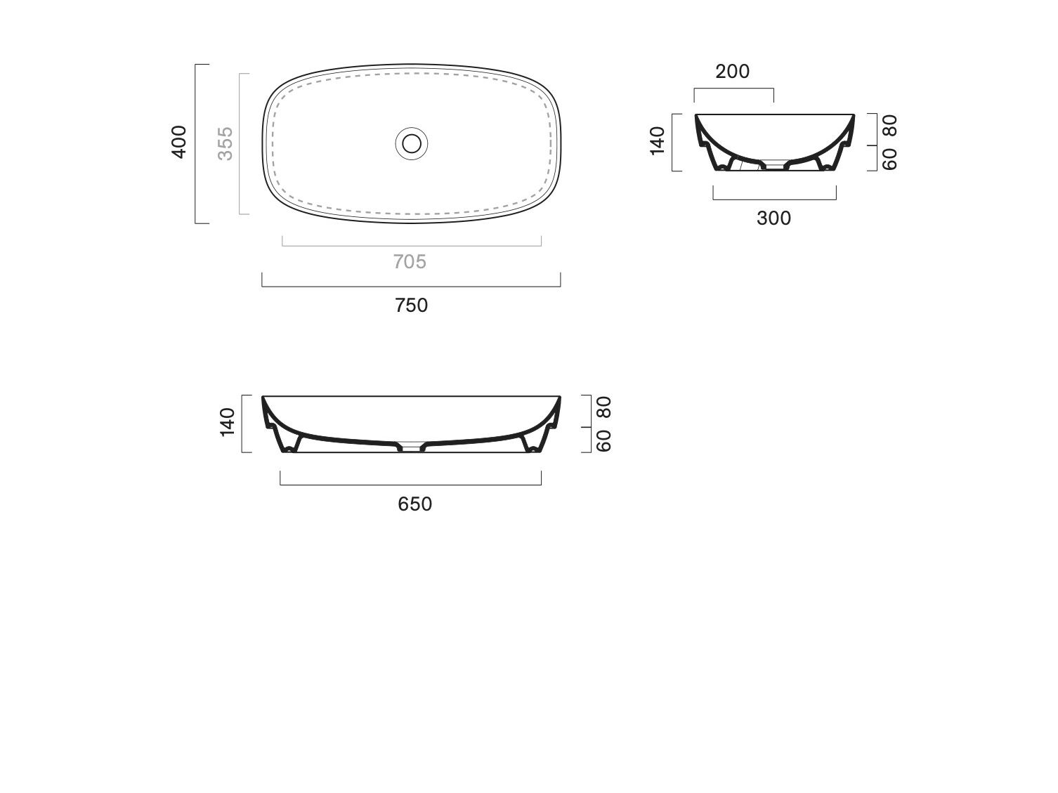 Овальный полукруглый умывальник CERAMICA CATALANO Alvea ARCH-00075255 - Вид №7
