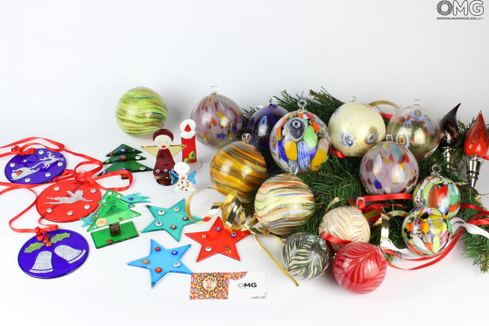 2080 ORIGINALMURANOGLASS 3 Звезды из муранского стекла - набор рождественских украшений  см  - Вид №1