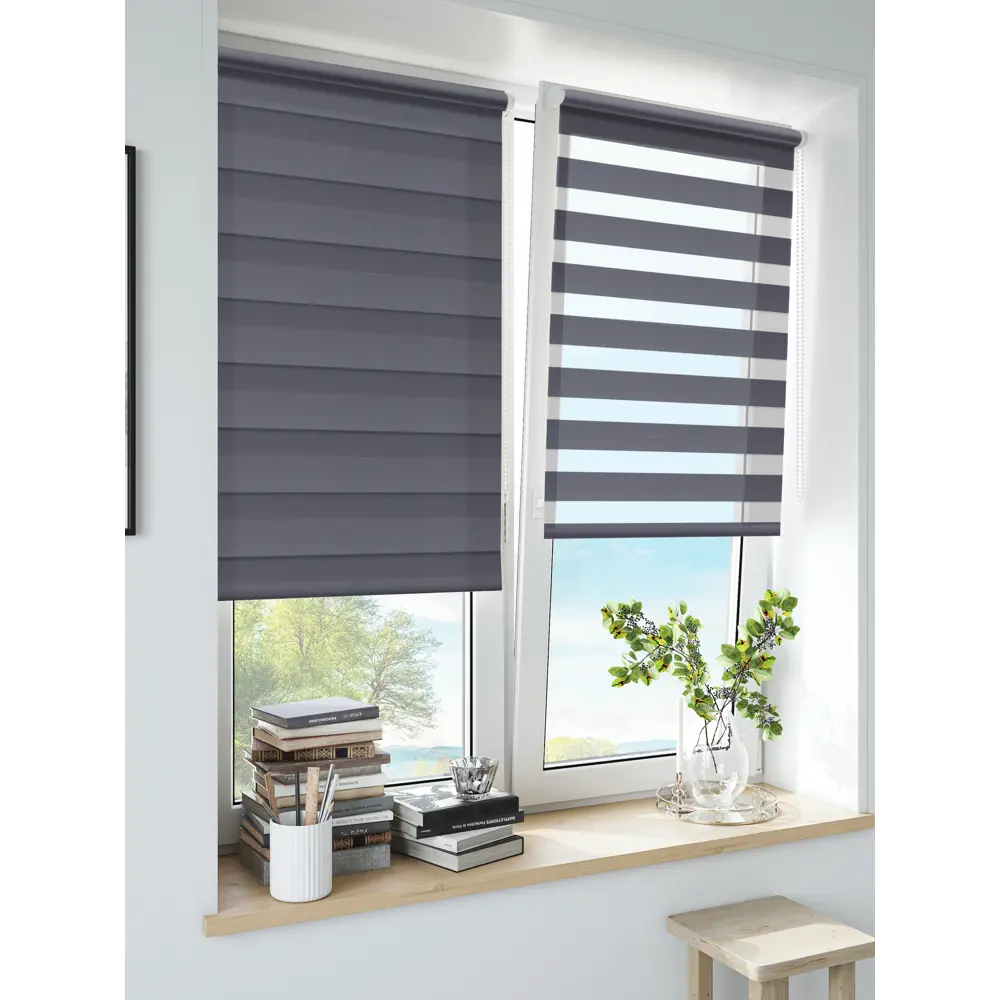 Штора рулонная день-ночь Madrid 100x160 см графит MIAMOZA Коллекция 2024г STLM-2146956 - Вид №3