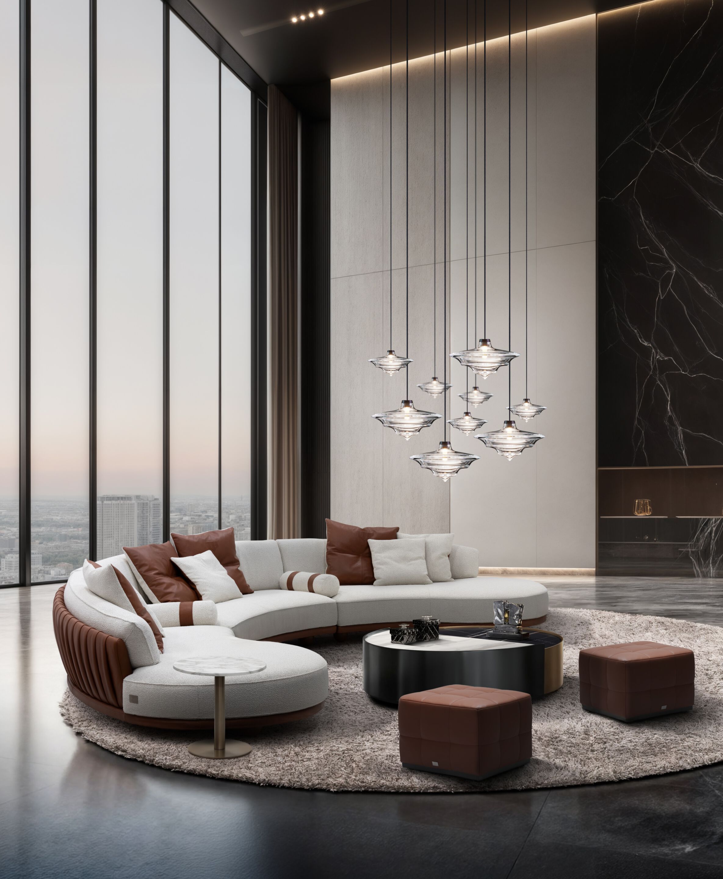 Кожаный изогнутый диван Wayne Enterprises Home Collection WE-036 ARCH-00005738 - Вид №1