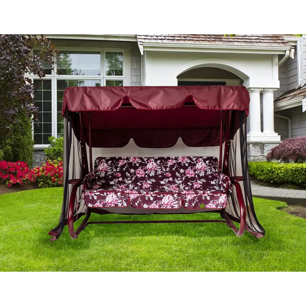 Качели садовые София 3-х местные (до 350 кг) бордовый/ розовый GREENGARD STLM-2107040 - Вид №6