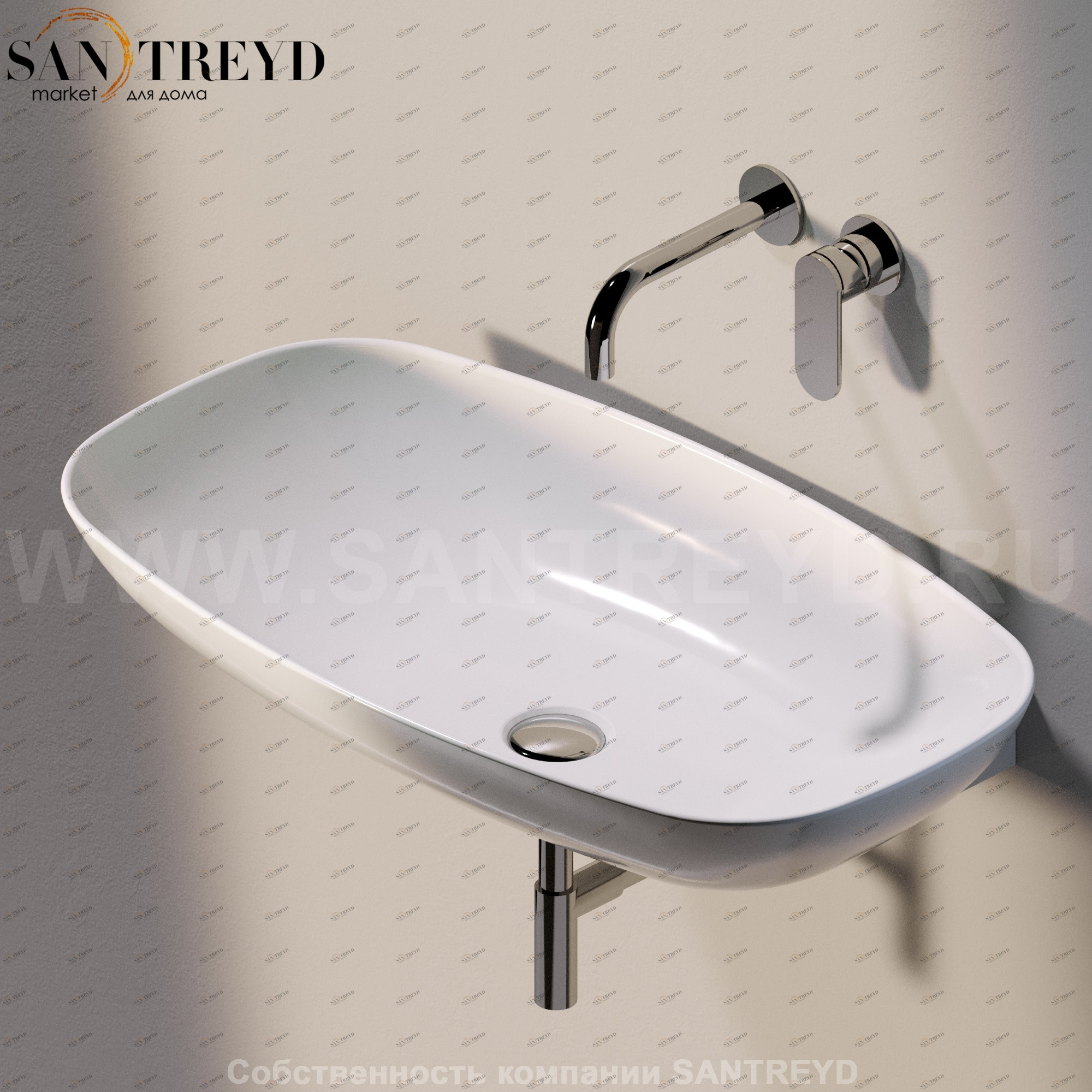 ND75L9016 Подвесная раковина настенная прямоугольная Ceramica Flaminia Nuda белая