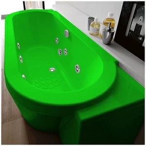 Ванна Gruppo treesse Playa V818B-SX-ZE зелёная с гидромассажем и дезинфекцией овальная угловая пристенная левая