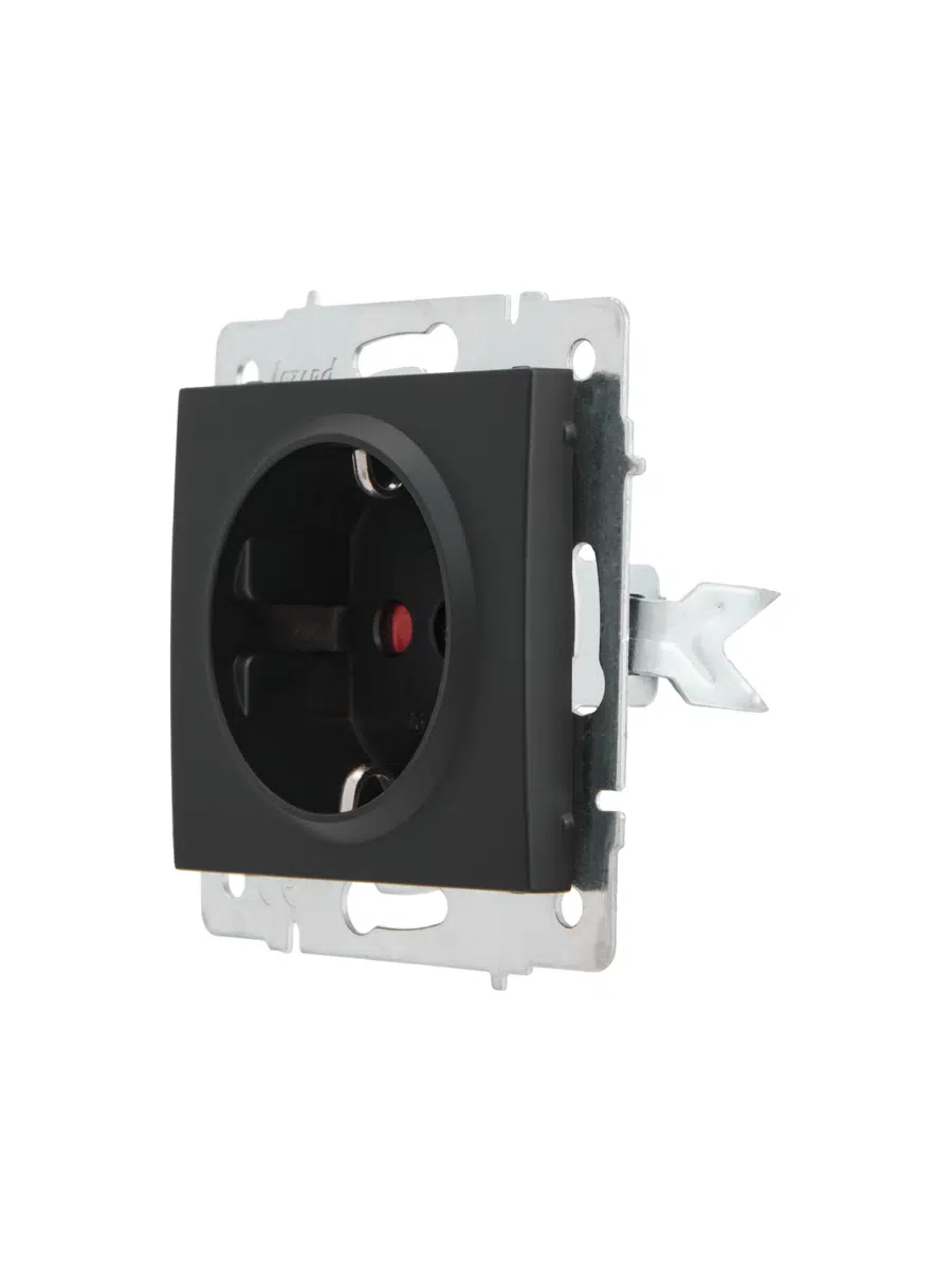 RAIN Розетка сз, с защитой от детей (керамика) (механизм) без рамки черный LEZARD 703-4288-124 - Вид №1