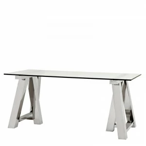 Письменный стол стеклянный со стальными фигурными ножками Marathon от Eichholtz EICHHOLTZ  246514 Прозрачный;хром