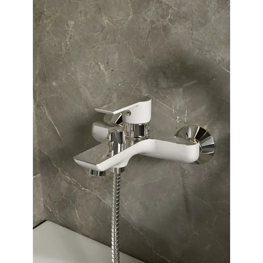 Смеситель ESKO Lucca для ванны - хром с белым матовым покрытием 89358552 STLM-1373005 - Вид №2