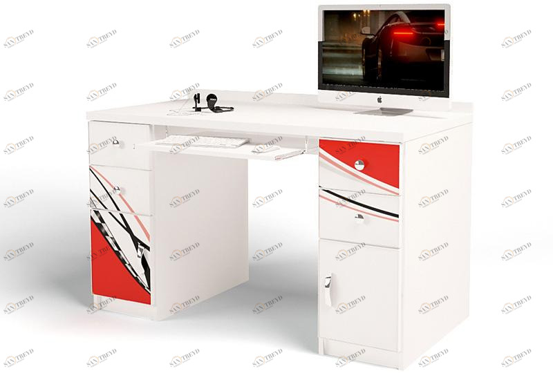 Стол ABC-KING 2 тумбовый с бортиком La-Man красный 4631147960405