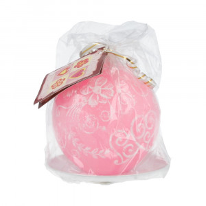 0526 Свеча шар № 1 8 см 230 г "Два сердца" розовый Омский Свечной