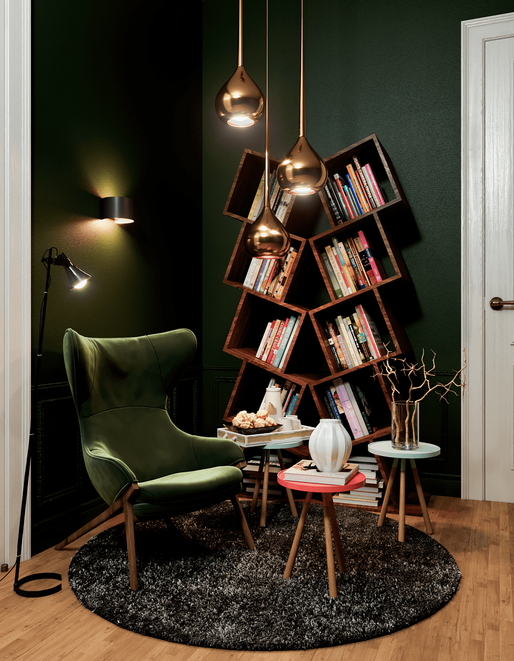 Стеллаж деревянный дизайнерский беленый дуб "Матрица на 2" от Odingeniy ODINGENIY СТЕЛЛАЖИ "МАТРИЦА" 178436 Бежевый  - Вид №4