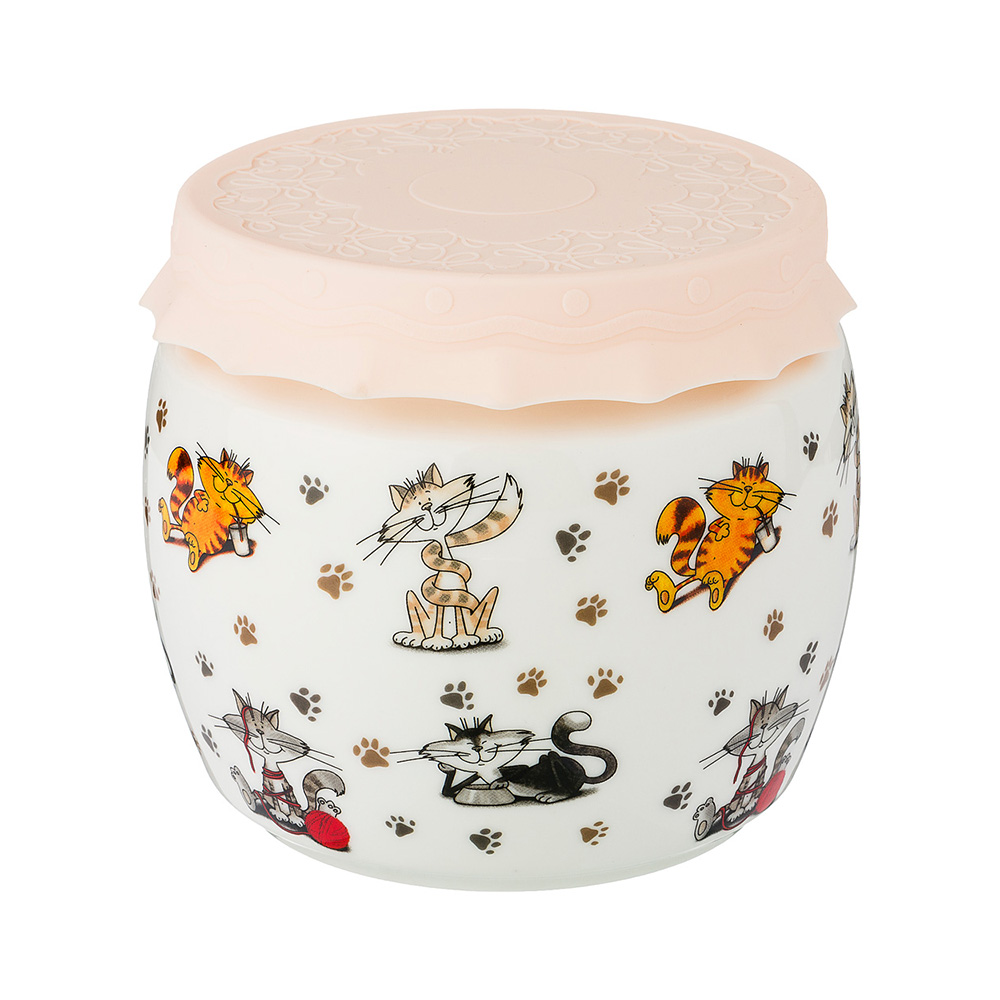 359-573 Посуда фарфоровая БАНКА С СИЛИКОНОВОЙ КРЫШКОЙ "ВЕСЕЛЫЕ ДРУЗЬЯ"1 1000 мл Lefard 