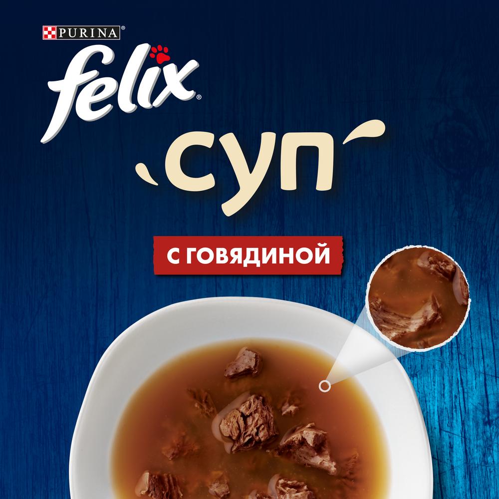 ПР0048793 Корм для кошек Суп с говядиной, пауч 48 г FELIX  - Вид №4
