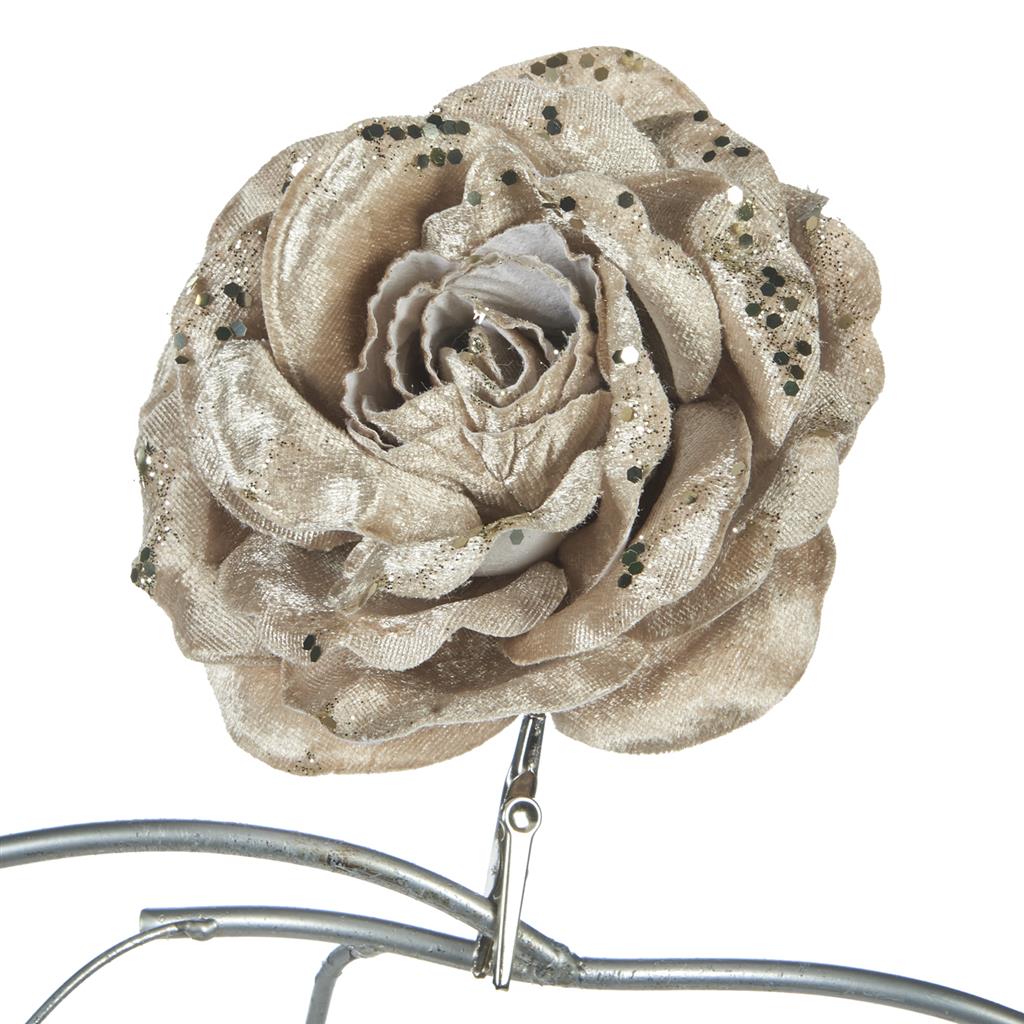 FF 99053 Роза на клипсе цвета шампанского 17 см GOODWILL Santreyd 