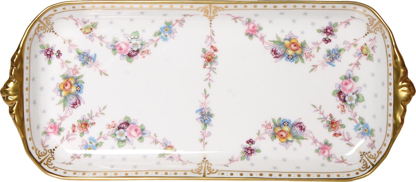 77456 Royal Crown Derby Блюдо для бутербродов прямоугольное Royal Crown Derby "Роял Антуанетта" 33см Фарфор костяной 