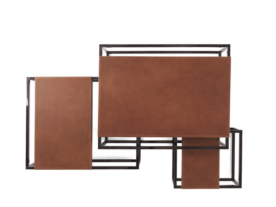 Низкий журнальный столик из хромированной стали и кожи Gianfranco Ferré Home Matrix ARCH-00000164 - Вид №1