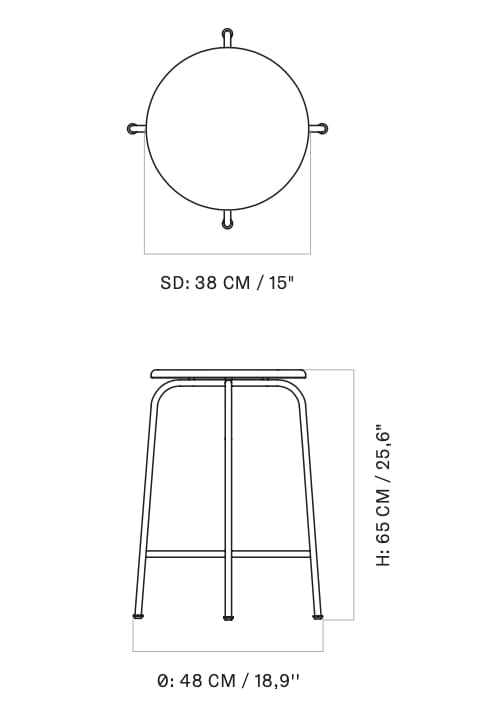 Высокий стул из стали и дерева с мягким сиденьем Audo Copenhagen Afteroom ARCH-00115686 - Вид №12