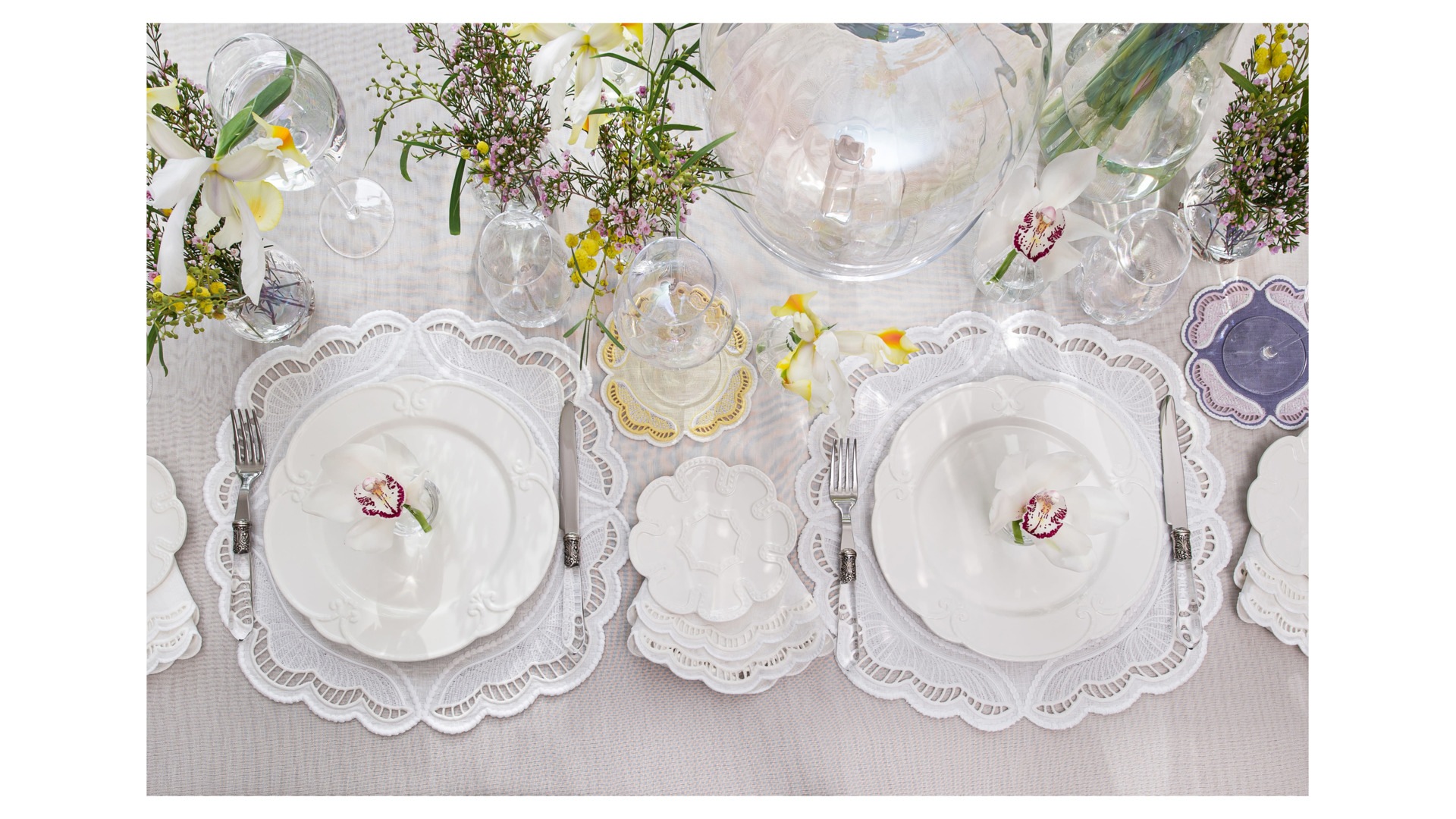 10677596 Truffle Bee Набор плейсматов круглых Truffle Bee Oyster 43см, 2шт, белый, лен Ткань - Вид №3