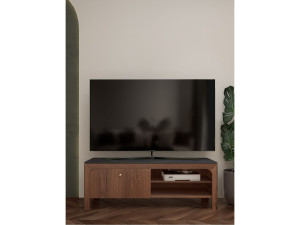 Шкаф для телевизора из грецкого ореха с распашными дверцами и столешницей из смолы